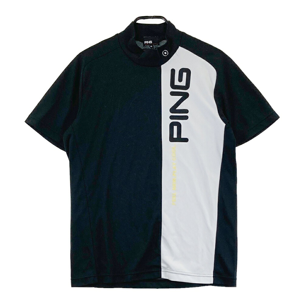 PING ピン ハイネック 半袖Tシャツ ブラック系 M 【中古】ゴルフウェア メンズ