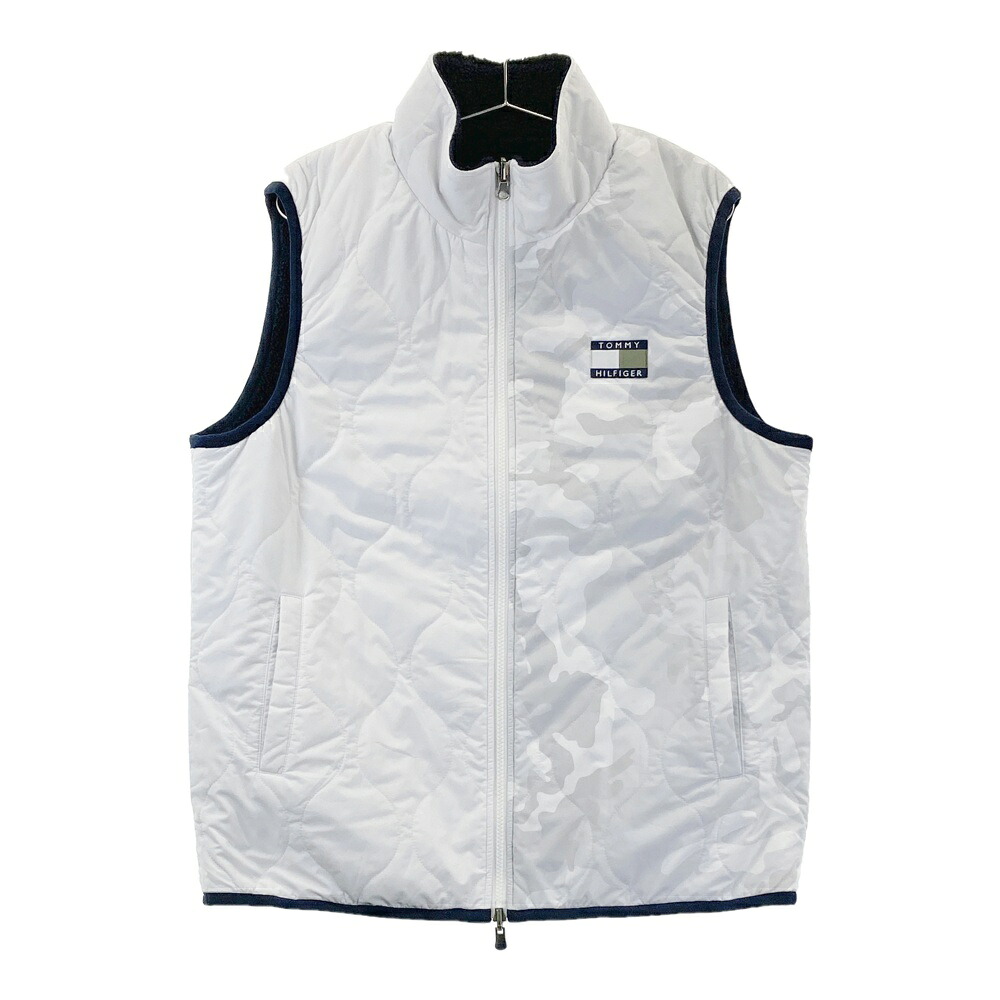 TOMMY HILFIGER GOLF トミー ヒルフィガーゴルフ リバーシブル 中綿ベスト カモフラ柄 ホワイト系 XL 【中古】ゴルフウェア メンズ