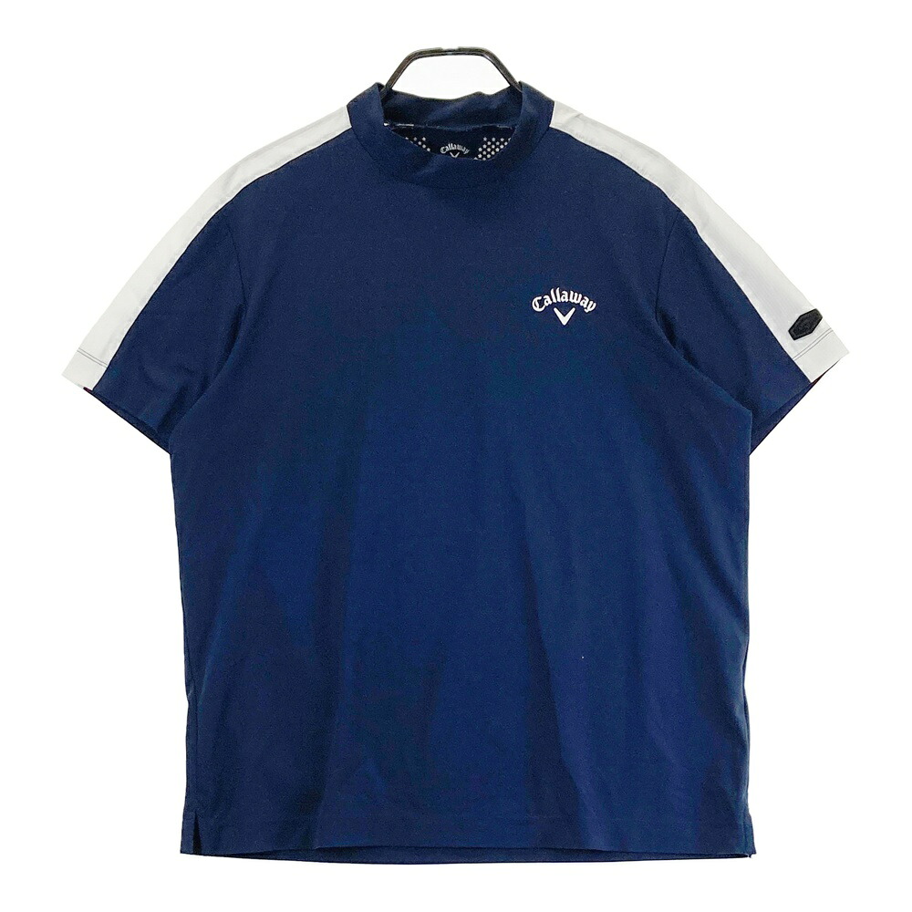 CALLAWAY キャロウェイ ハイネック 半袖Tシャツ ネイビー系 LL 【中古】ゴルフウェア メンズ