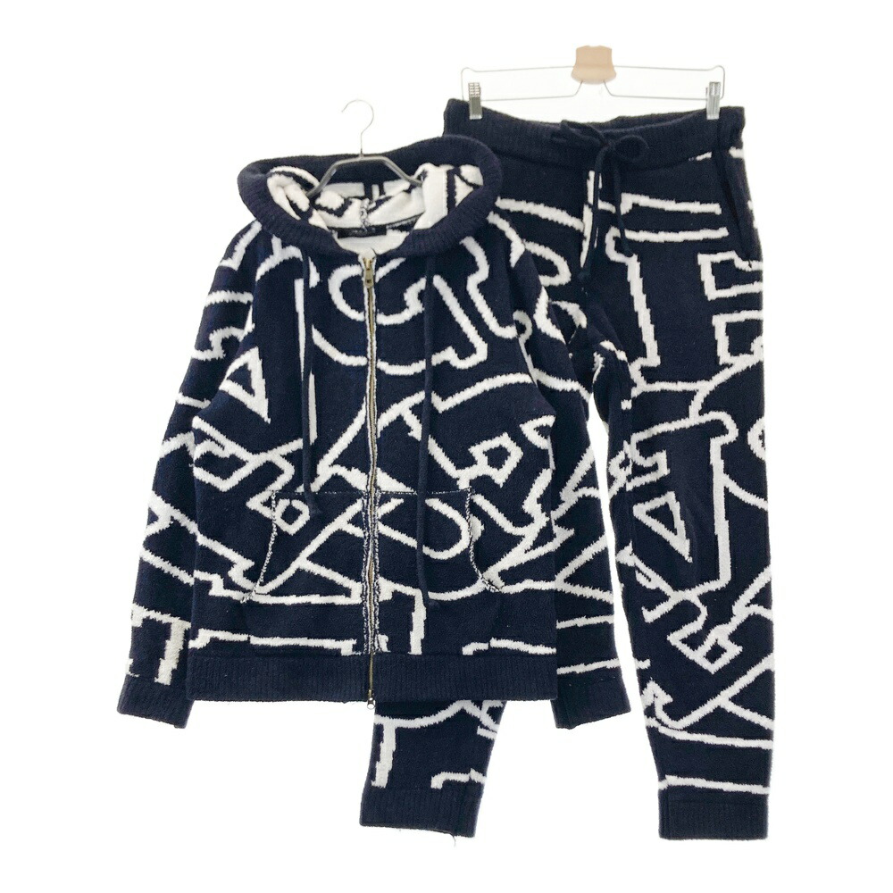1piu1uguale3 ウノ ピゥ ウノ ウグァーレ トレ RELAX パイルニット セットアップ 総柄 ネイビー系 M 【中古】メンズ 9,372円