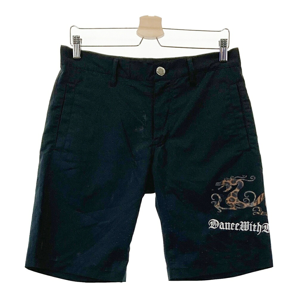 DANCE WITH DRAGON ダンスウィズドラゴン ハーフパンツ ドットエア ブラック系 2 【中古】ゴルフウェア メンズ