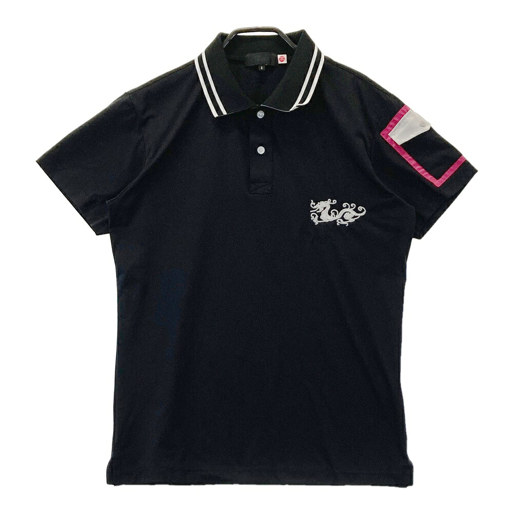 DANCE WITH DRAGON ダンスウィズドラゴン  半袖スポーツシャツ  黒いこと系 2 【中古】ゴルフお召しもの メンズ ゴルフ-メンズウェア-シャツ・ポロシャツ
