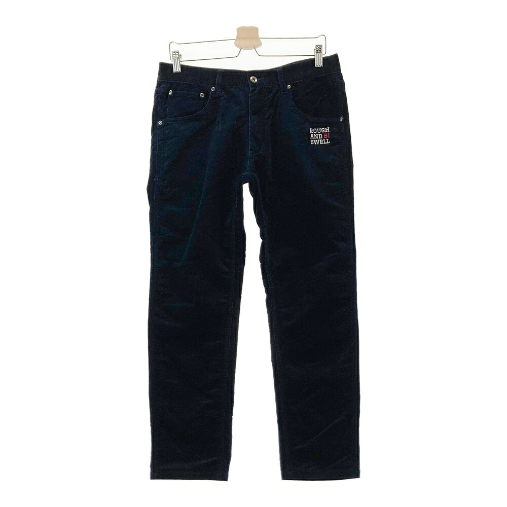 ROUGH&SWELL ラフアンドスウェル コーデュロイ ストレッチパンツ ネイビー系 M 【中古】ゴルフウェア メンズ