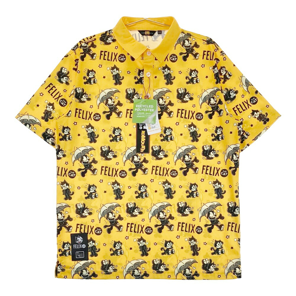 LOUD MOUTH ラウドマウス ×FELIX 2025年モデル 半袖ポロシャツ 総柄 イエロー系 LL 【中古】ゴルフウェア メンズ