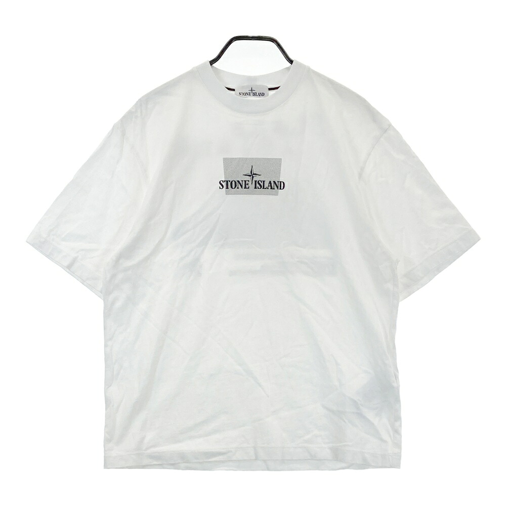 STONE ISLAND ストーンアイランド K1S152100016S0093 半袖Tシャツ GRID PRINT ホワイト系 S 【中古】メンズ
