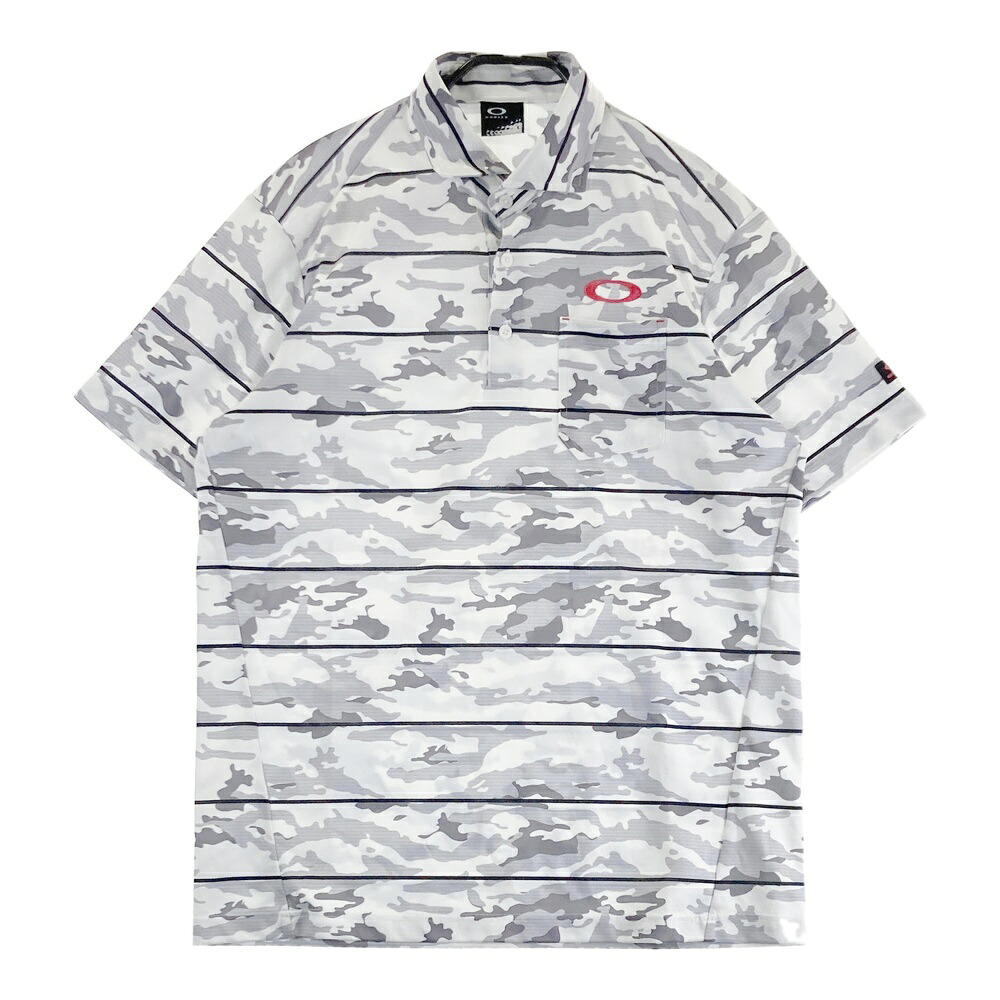 OAKLEY オークリー 434279JP 半袖ポロシャツ カモフラ柄 グレー系 L 【中古】ゴルフウェア メンズ