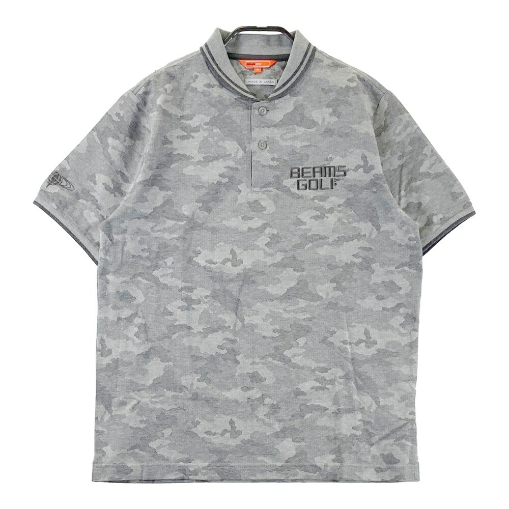BEAMS GOLF ビームスゴルフ 半袖ポロシャツ カモフラ柄 グレー系 M 【中古】ゴルフウェア メンズ