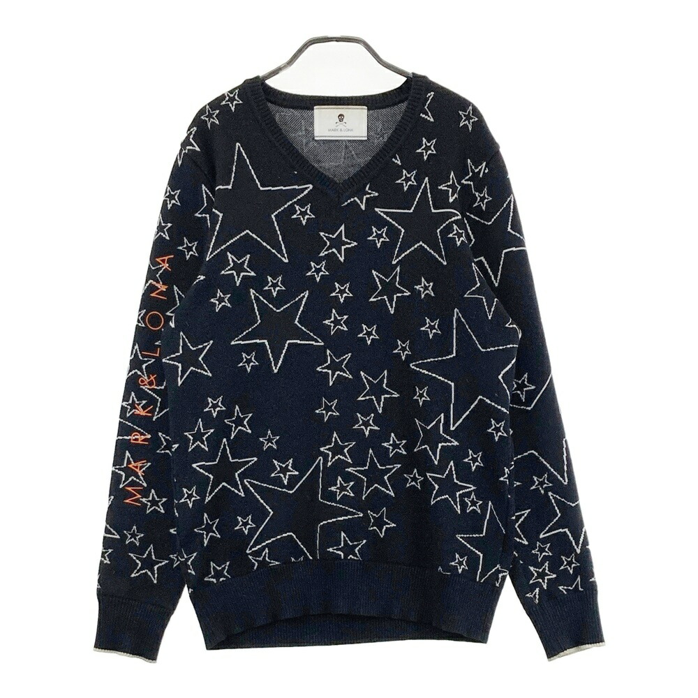MARK&LONA マークアンドロナ 長袖ニットセーター 星 総柄 ブラック系 M 【中古】ゴルフウェア メンズ｜中古ゴルフウェア通販STST