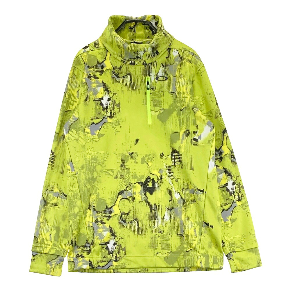 OAKLEY オークリー FOA401681 裏起毛 ハイネック 長袖Tシャツ スカル 総柄 イエロー系 M 【中古】ゴルフウェア メンズ