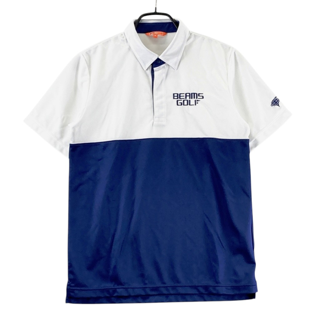 BEAMS GOLF ビームスゴルフ 紺白 半袖ポロシャツ ホワイト系 M 【中古】ゴルフウェア メンズ