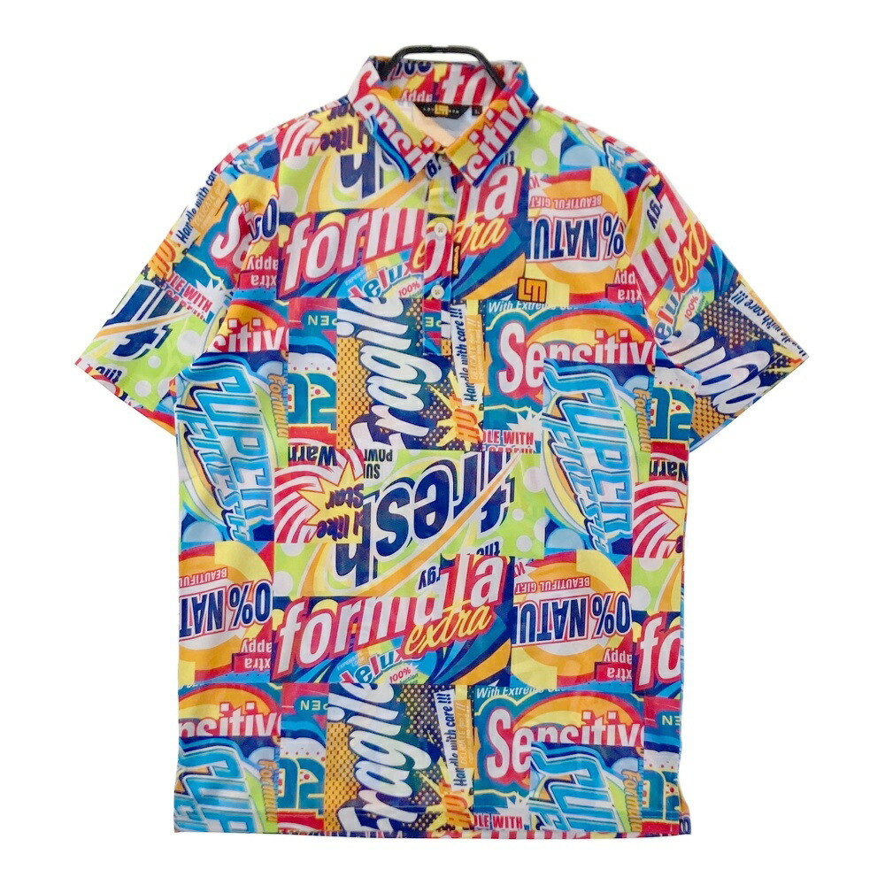 LOUD MOUTH ラウドマウス 2026年モデル 半袖ポロシャツ バブルズ 総柄 イエロー系 L 【中古】ゴルフウェア メンズ