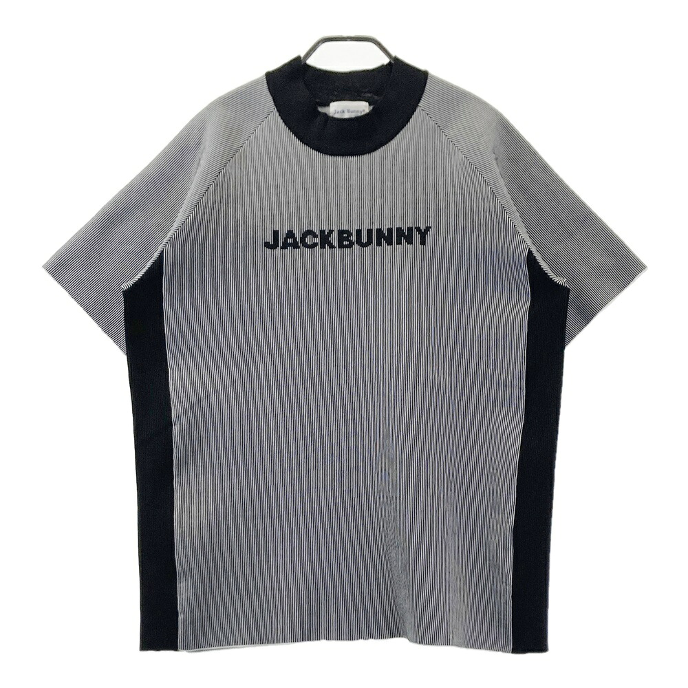 JACK BUNNY ジャックバニー 2023年モデル 半袖ニット ストライプ柄 ブラック系 6 【中古】ゴルフウェア メンズ