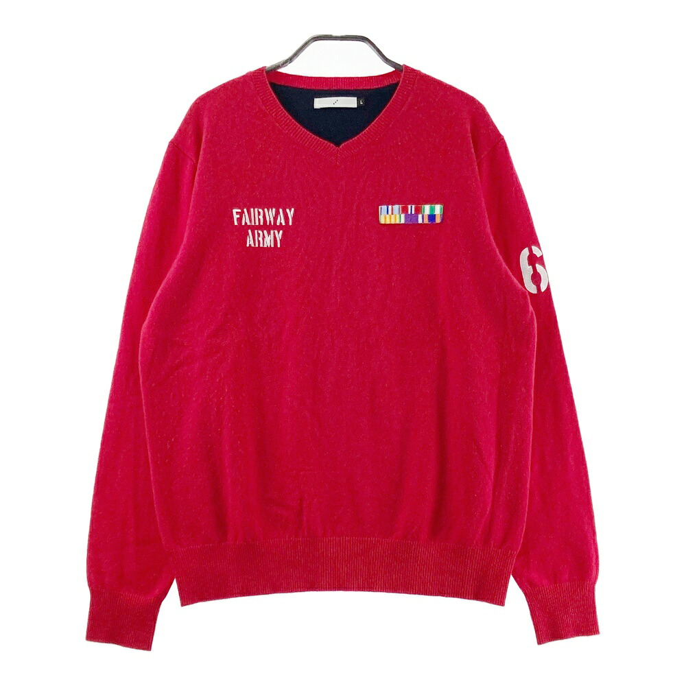 ROUGH&SWELL ラフアンドスウェル カシミヤ ニットセーター レッド系 L 【中古】ゴルフウェア メンズ