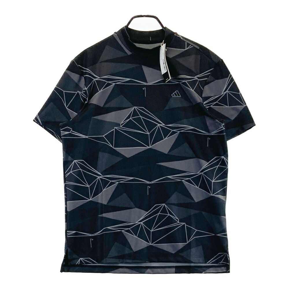 ADIDAS GOLF アディダスゴルフ IA2625 モックネック 半袖Tシャツ 総柄 ブラック系 XL 【中古】ゴルフウェア メンズ