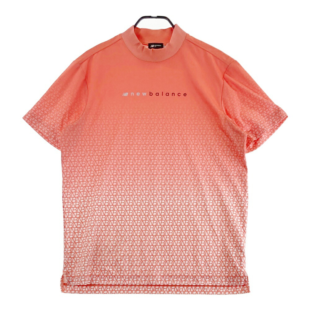 NEW BALANCE GOLF ニューバランス 2023年モデル モックネック半袖 Tシャツ 総柄 オレンジ系 6 【中古】ゴルフウェア メンズ