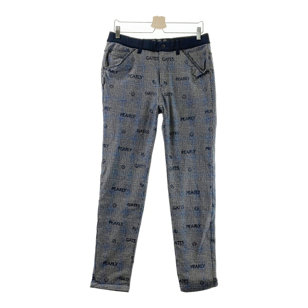 PEARLY GATES パーリーゲイツ 裏起毛 ストレッチパンツ ロゴ グレンチェック柄 グレー系 5 【中古】ゴルフウェア メンズ