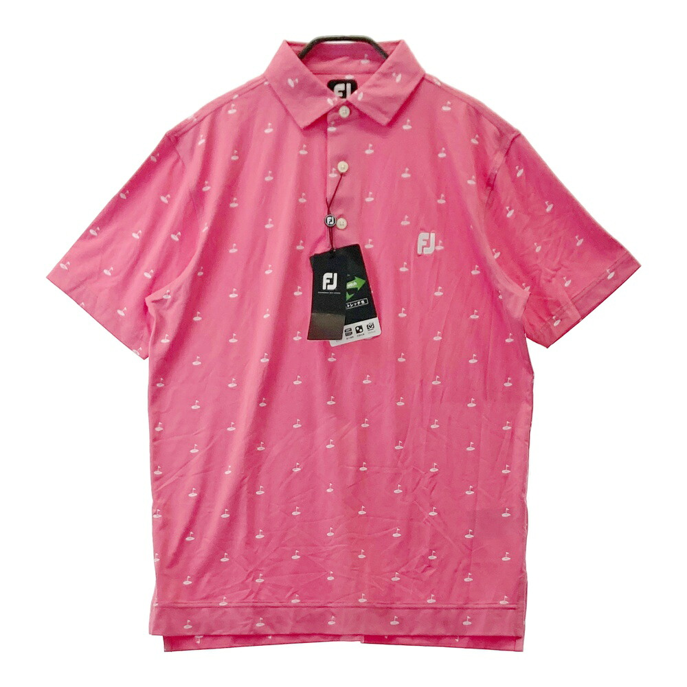 FOOT JOY フットジョイ 半袖ポロシャツ 総柄 ピンク系 L 【中古】ゴルフウェア メンズ