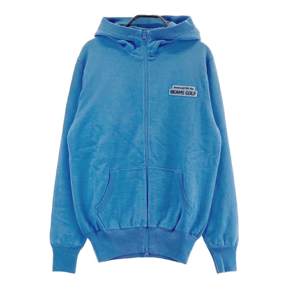BEAMS GOLF ビームスゴルフ 裏地付 ニット ジップパーカー ブルー系 S 【中古】ゴルフウェア メンズ