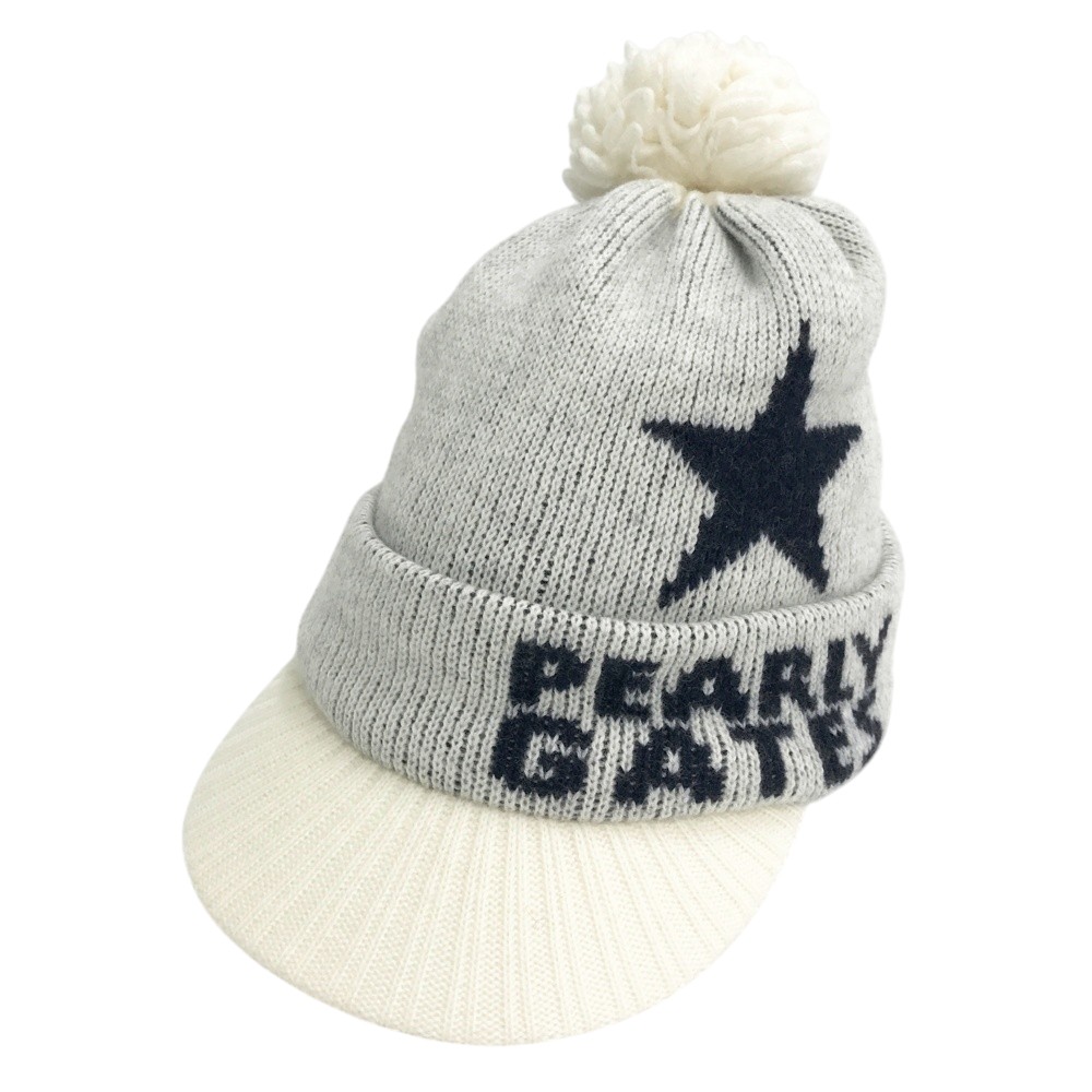 PEARLY GATES パーリーゲイツ ボンボン付き ニットキャップ ホワイト系 FR 【中古】ゴルフウェア