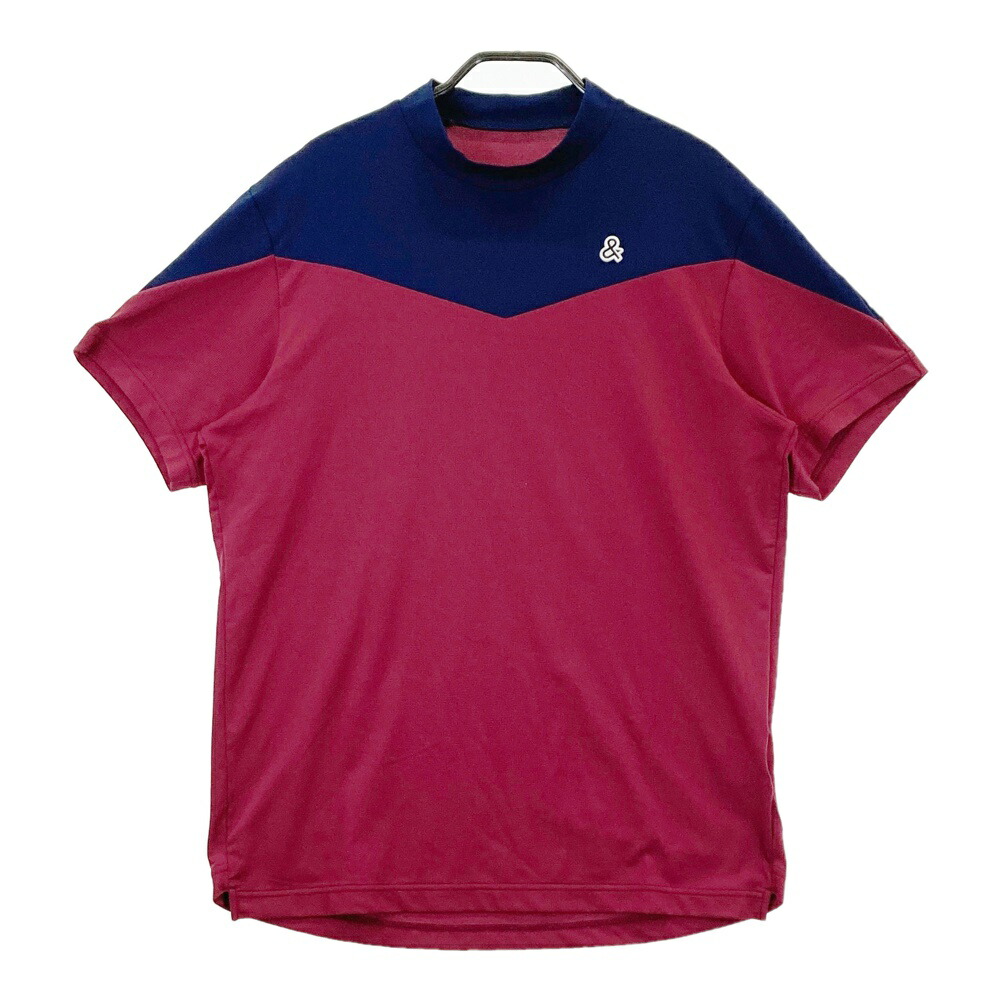 AND PER SE アンパスィ モックネック 半袖Tシャツ ロゴ レッド系 L 【中古】ゴルフウェア メンズ