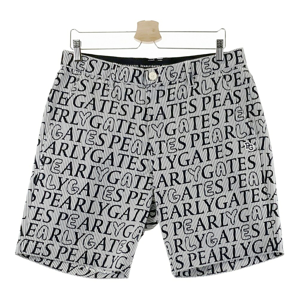 PEARLY GATES パーリーゲイツ 2024年モデル シアサッカー ハーフパンツ 総柄 ネイビー系 6 【中古】ゴルフウェア メンズ