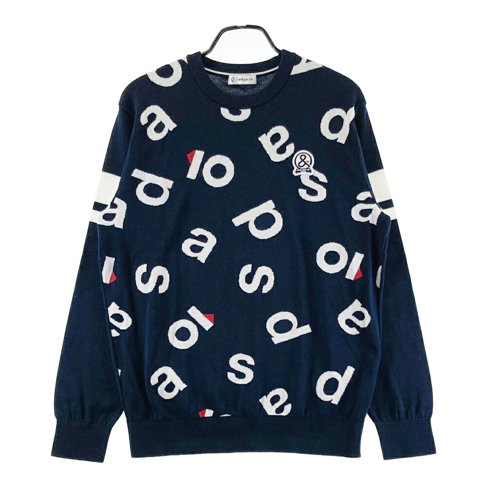 AND PER SE アンパスィ ニットセーター 総柄 ネイビー系 LL 【中古】ゴルフウェア メンズ
