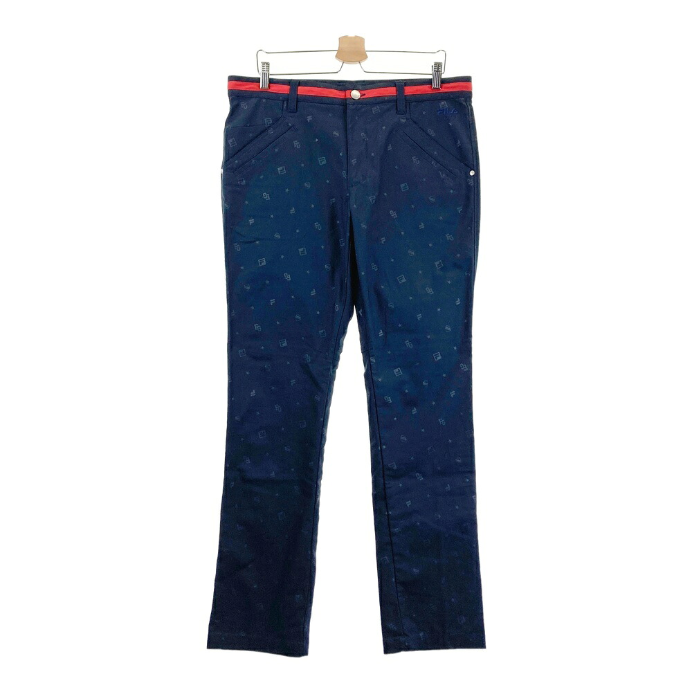 FILA GOLF フィラゴルフ ストレッチパンツ 星 総柄 ネイビー系 90 【中古】ゴルフウェア メンズ