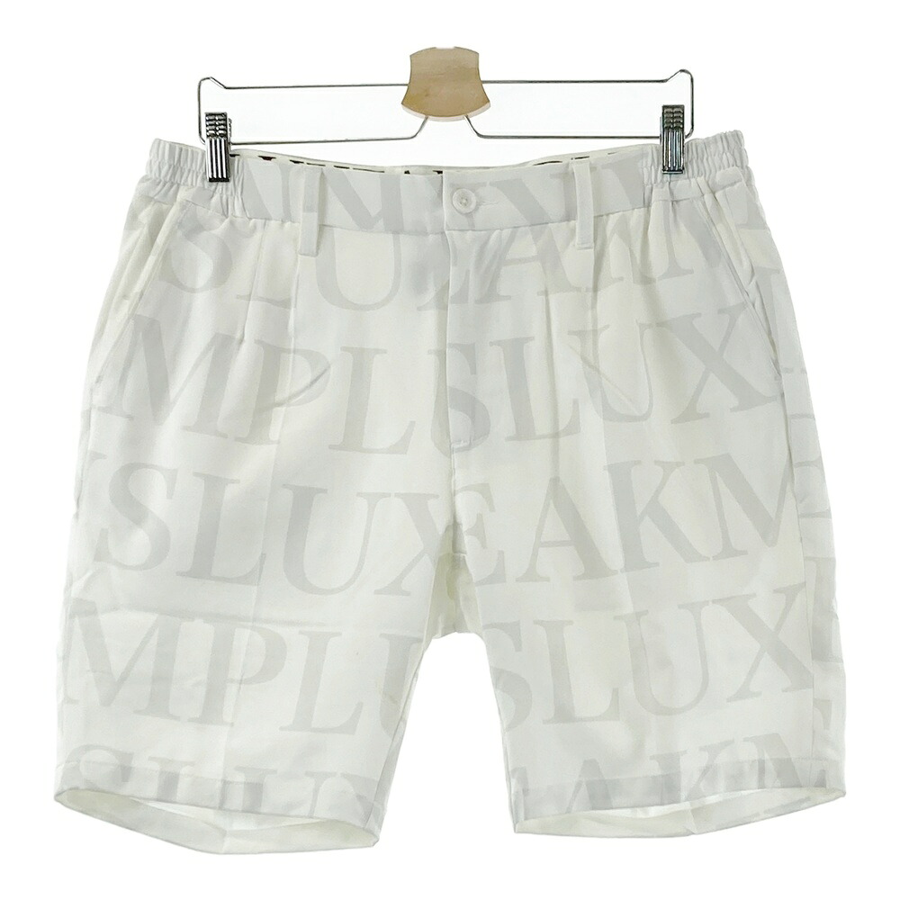 LUXEAKMPLUS リュクスエイケイエムプラス 裏メッシュ ストレッチ ハーフパンツ 総柄 ホワイト系 XL 【中古】ゴルフウェア メンズ