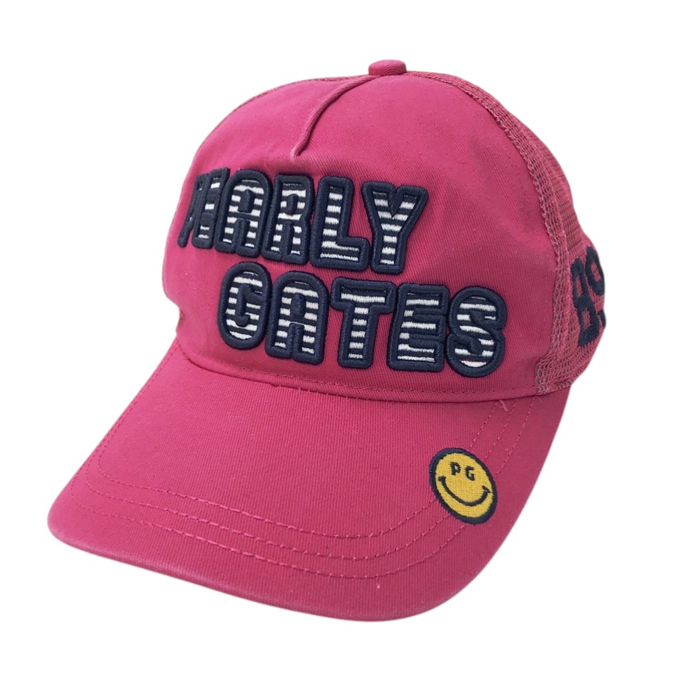 PEARLY GATES パーリーゲイツ メッシュキャップ ニコちゃん ピンク系 FR 【中古】ゴルフウェア