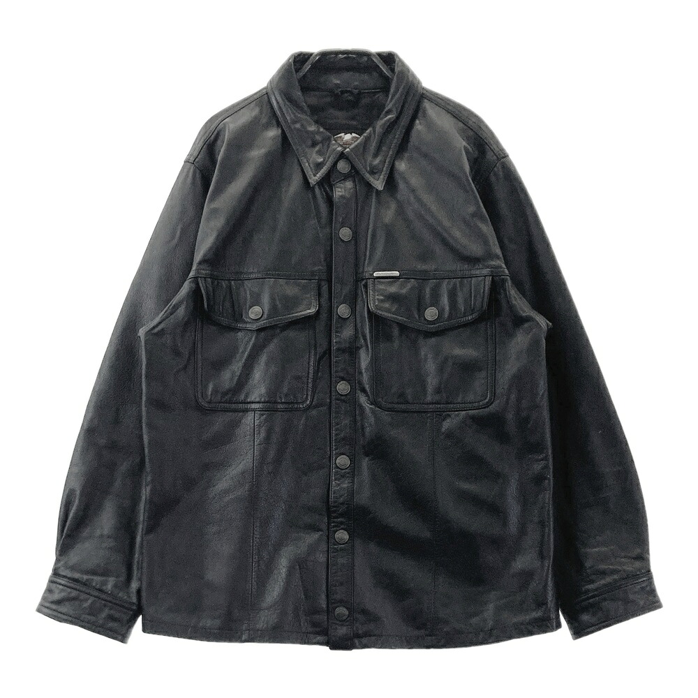 HARLEY DAVIDSON ハーレーダビッドソン レザー シャツジャケット ブラック系 XL 【中古】バイクウェア メンズ