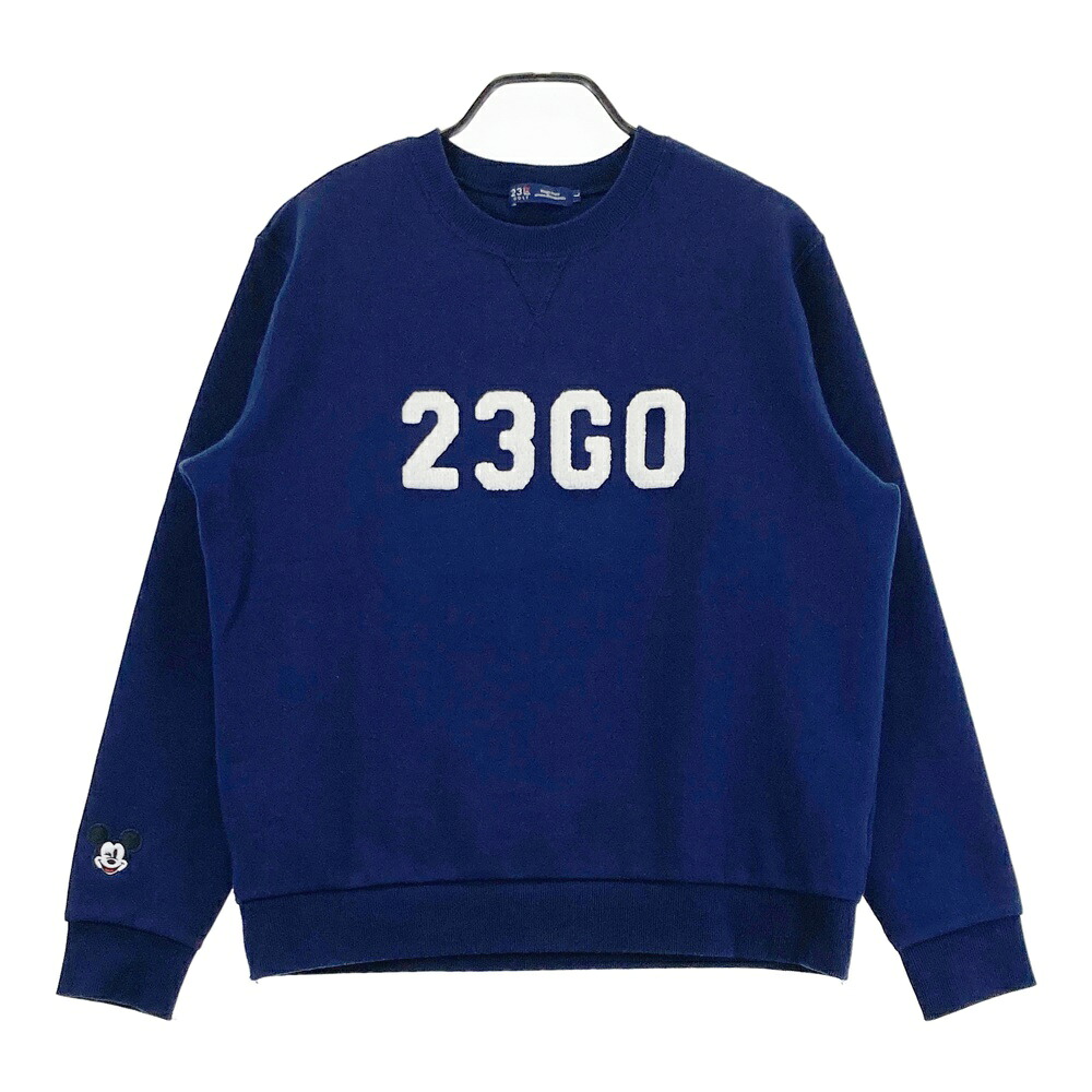 23区GOLF ニジュウサンクゴルフ DISNEY ディズニー スウェットトレーナー ミッキー ネイビー系 L 【中古】ゴルフウェア メンズ