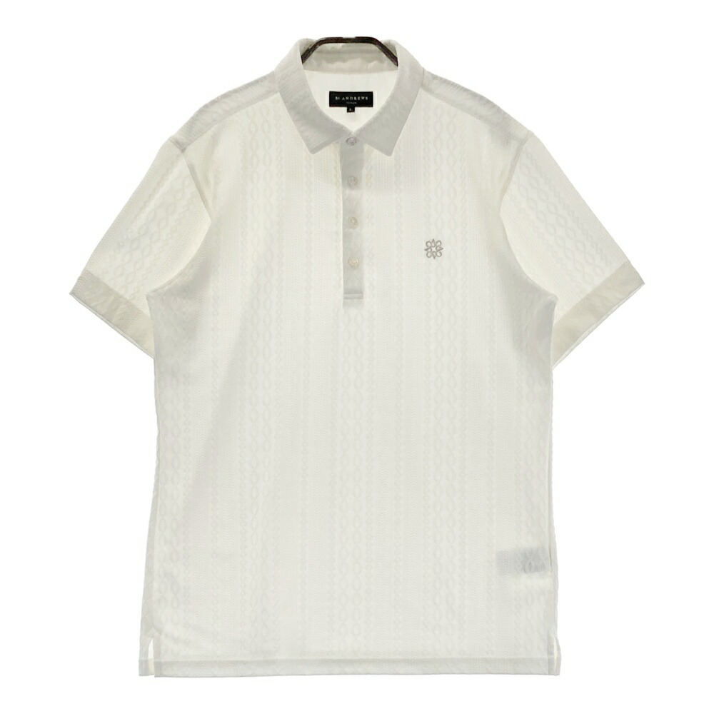 ST ANDREWS セントアンドリュース 2025年模範例 半袖スポーツシャツ 総柄 白いこと系 L 【中古】ゴルフお召しもの メンズ ゴルフ-スポーツ・アウトドア