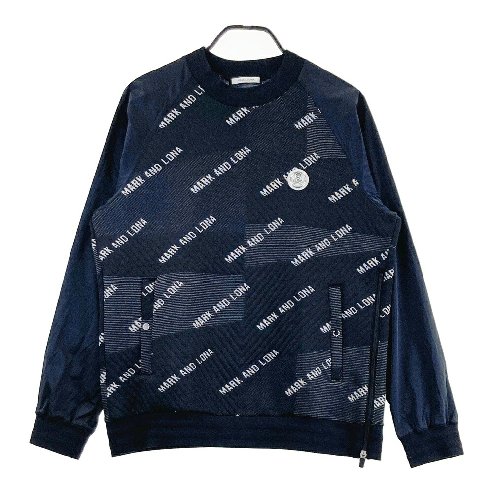 MARK&LONA マークアンドロナ ニット切替 長袖ブルゾン ロゴ総柄 ブラック系 48 【中古】ゴルフウェア メンズ|中古ゴルフウェア通販STST
