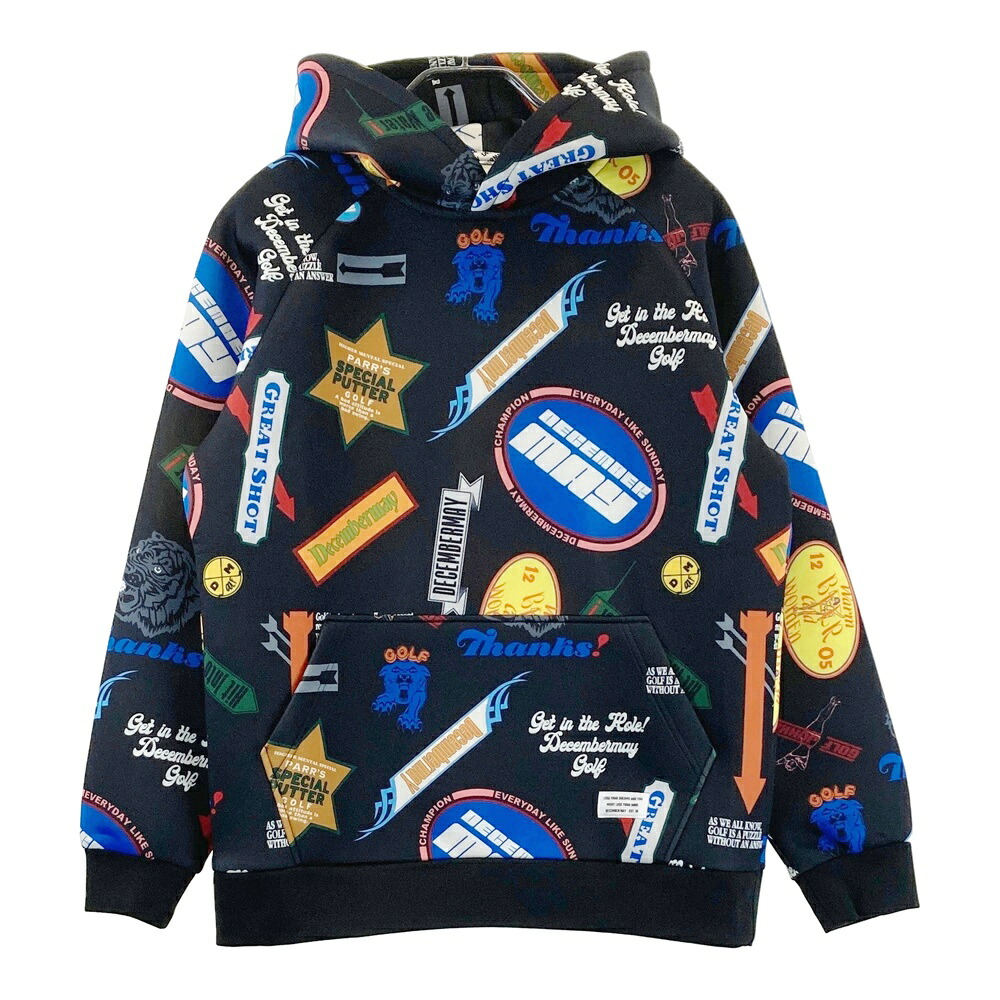 DECEMBERMAY ディセンバーメイ  長袖 パーカー 総柄 黒いこと系 UNISEX1 【中古】ゴルフお召しもの メンズ メンズウェア-ウェア