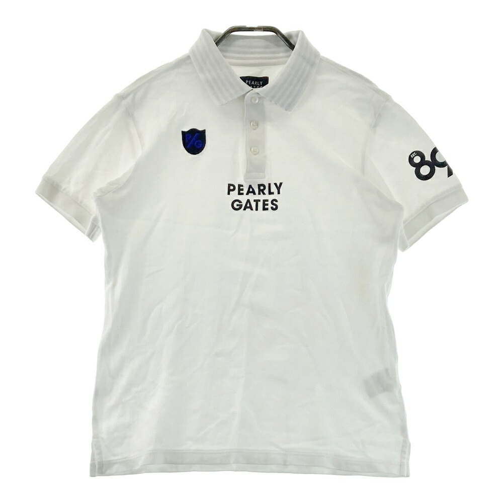 PEARLY GATES パーリーゲイツ  半袖ポロシャツ ロゴ  ホワイト系 3 【中古】ゴルフウェア メンズ