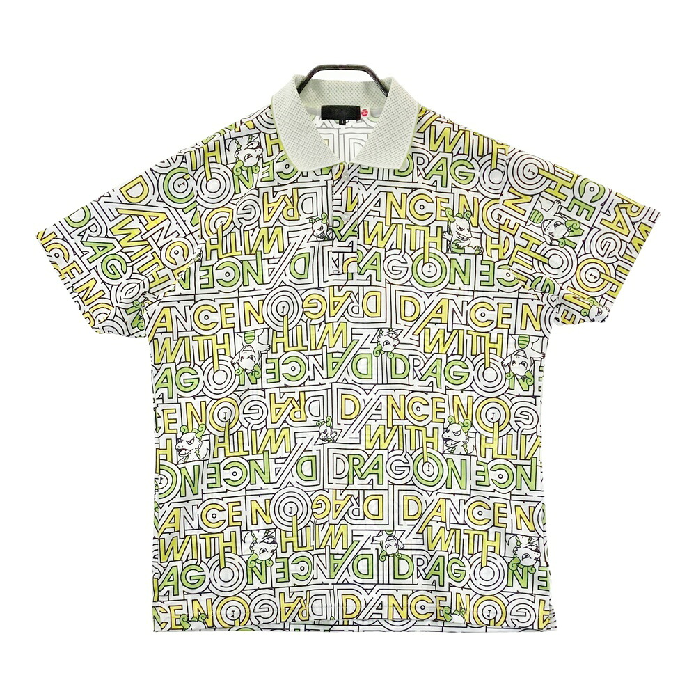 DANCE WITH DRAGON ダンスウィズドラゴン  半袖スポーツシャツ チビドラ 総柄 白いこと系 4 【中古】ゴルフお召しもの メンズ ゴルフ-シャツ・ポロシャツ