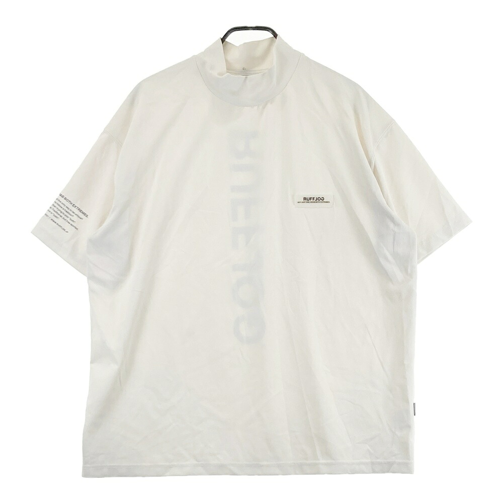RUFFLOG ラフロッグ 2024年模範例 ハイネック 半袖ティーシャツ うしろ側ロゴタイプ  ベージュ系 XXL 【中古】ゴルフお召しもの メンズ スポーツ・アウトドア-ウェア-メンズウェア