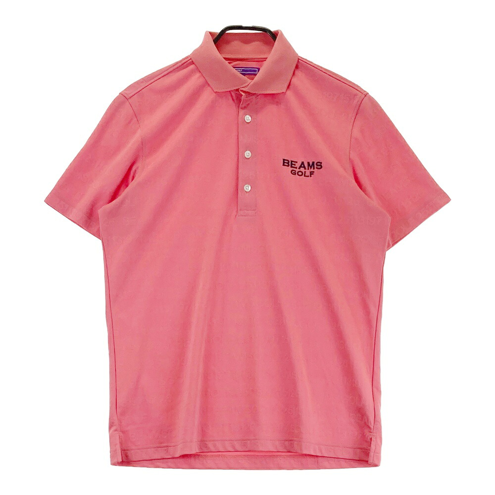 BEAMS GOLF ビームスゴルフ  半袖スポーツシャツ 総柄 サクラ色系 L 【中古】ゴルフお召しもの メンズ シャツ・ポロシャツ-ウェア