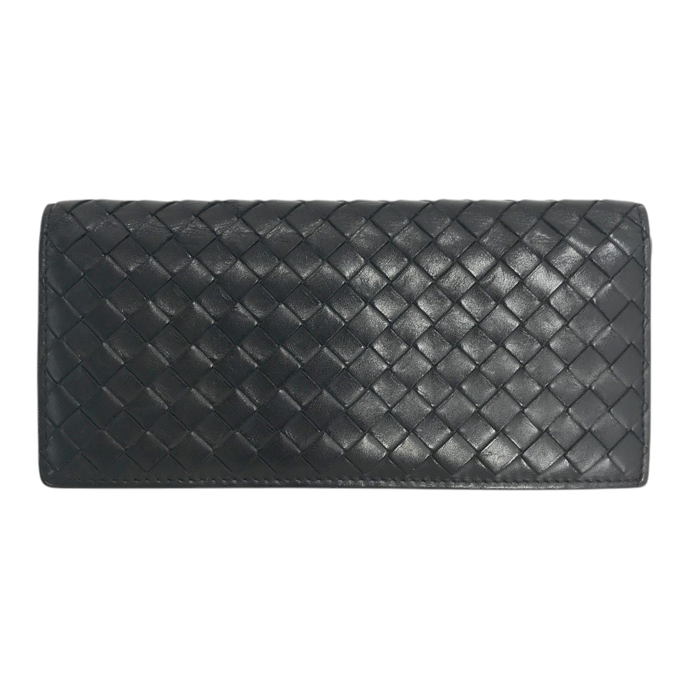 BOTTEGA VENETA ボッテガ ヴェネタ イントレチャート 長紙入れ 紙入れ  黒いこと系  【中古】メンズ