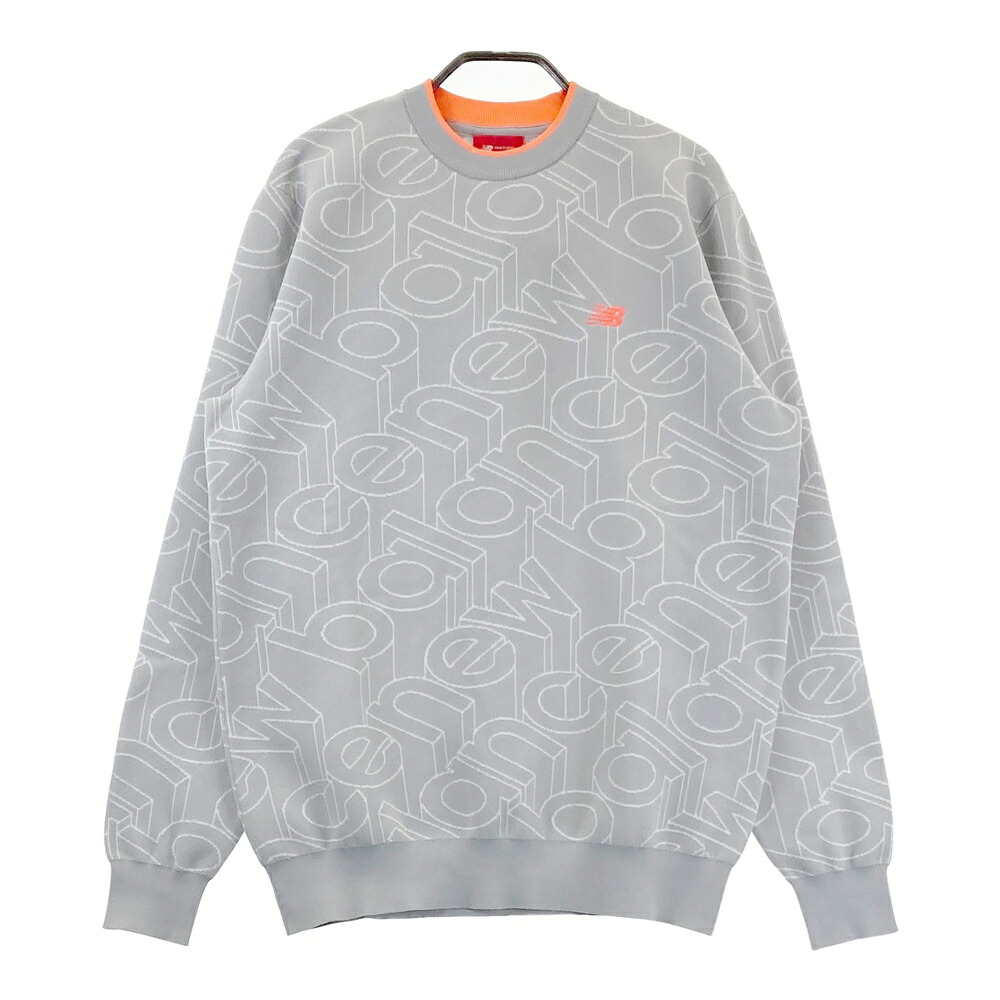 NEW BALANCE GOLF ニューバランス 長袖 ニットセーター ロゴ総柄 グレー系 4 【中古】ゴルフウェア メンズ｜中古ゴルフウェア通販STST