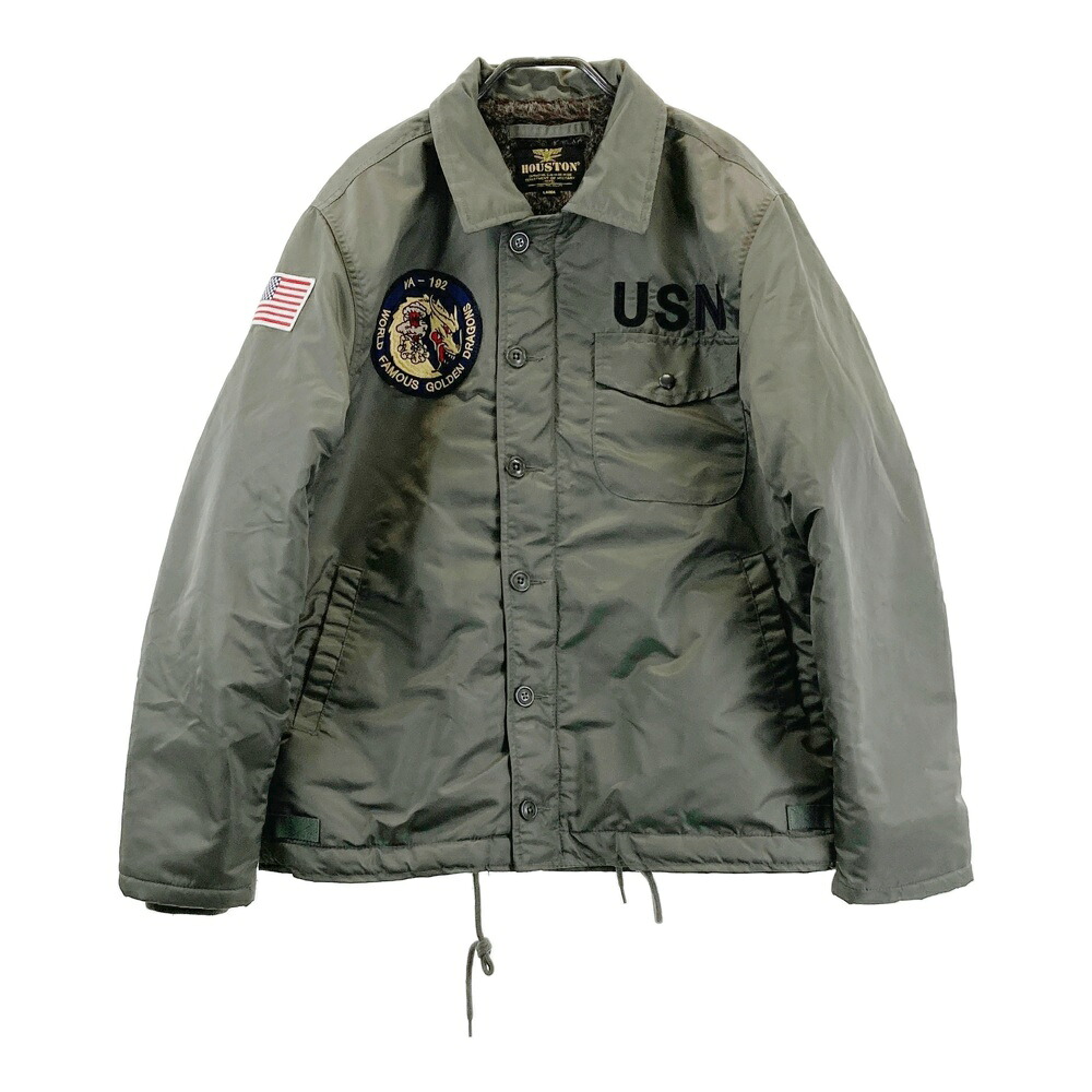 HOUSTON ヒューストン  CUSTOM A-2 飛翔上衣  カーキ系 L 【中古】メンズ