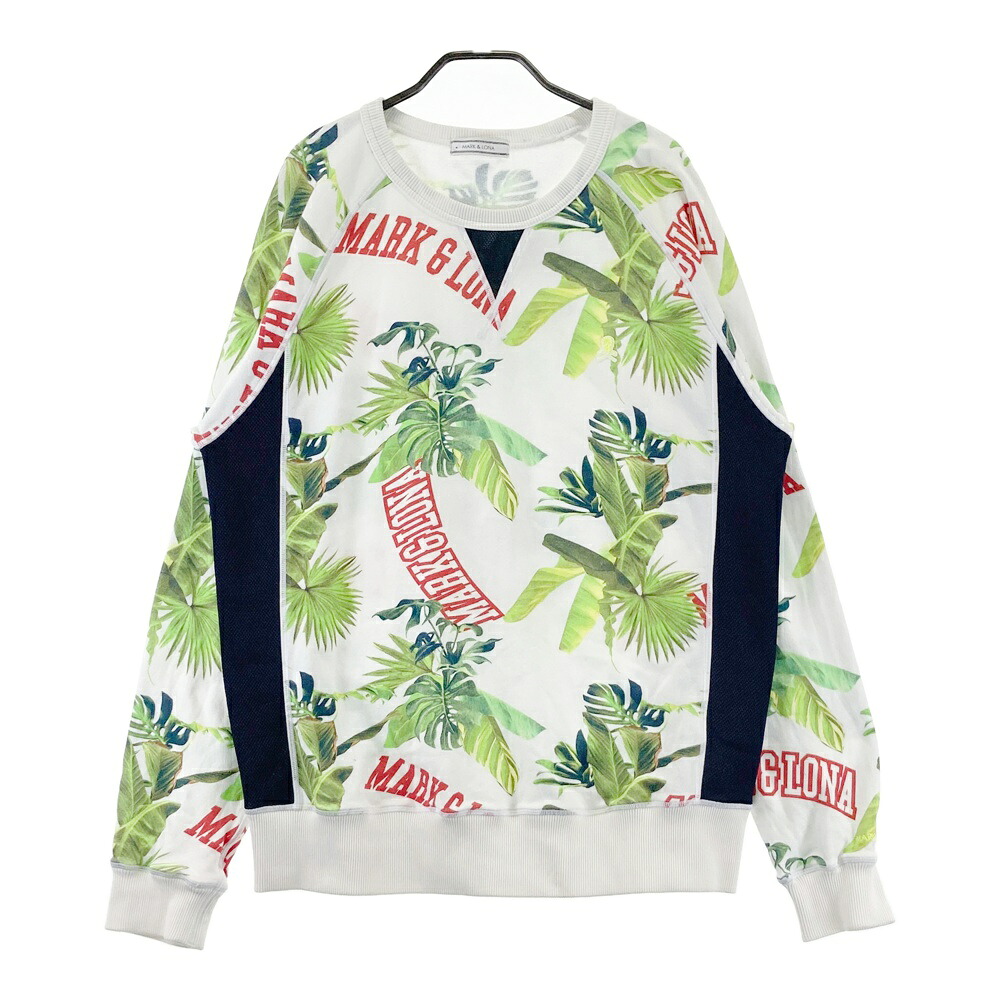 MARK&LONA マークアンドロナ スウェット トレーナー ボタニカル柄 ホワイト系 XL 【中古】ゴルフウェア メンズ｜中古ゴルフウェア通販STST