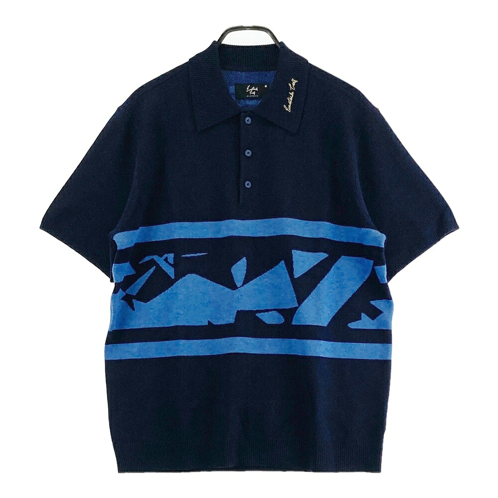 EASTSIDEGOLF イーストサイドゴルフ  羊毛混 編み物 半袖スポーツシャツ 総柄 米国海軍系 M 【中古】ゴルフ御召しもの メンズ
