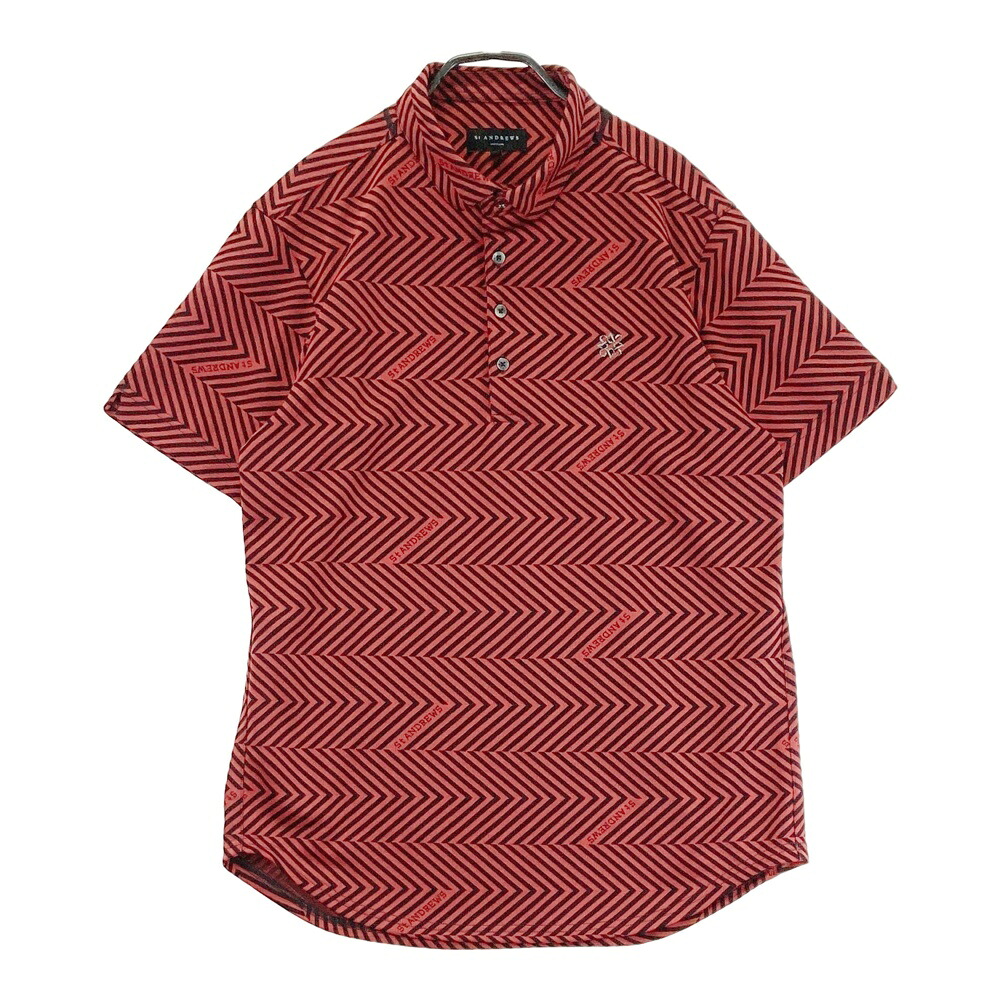ST ANDREWS セントアンドリュース 2025年 半袖スポーツシャツ 総柄 オレンジ色系 M 【中古】ゴルフお召しもの メンズ