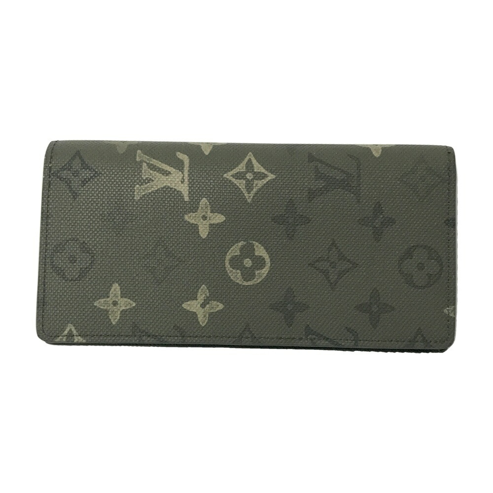 LOUIS VUITTON ルイ ヴィトン M27055 ポルトフォイユ ブラザ 長札入れ  カーキ系  【中古】メンズ