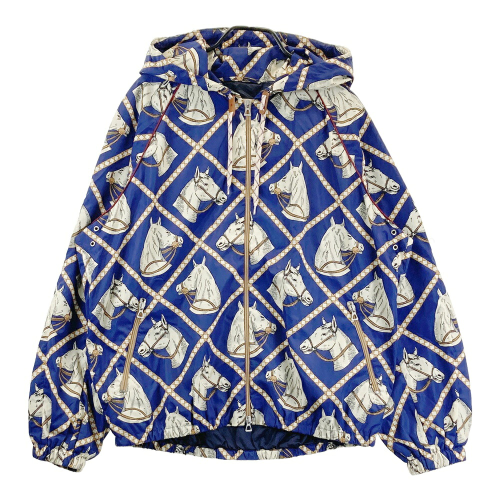 GUCCI グッチ 714801 ジップパーカー 上衣 馬 導管総柄 米国海軍系 48 【中古】メンズ