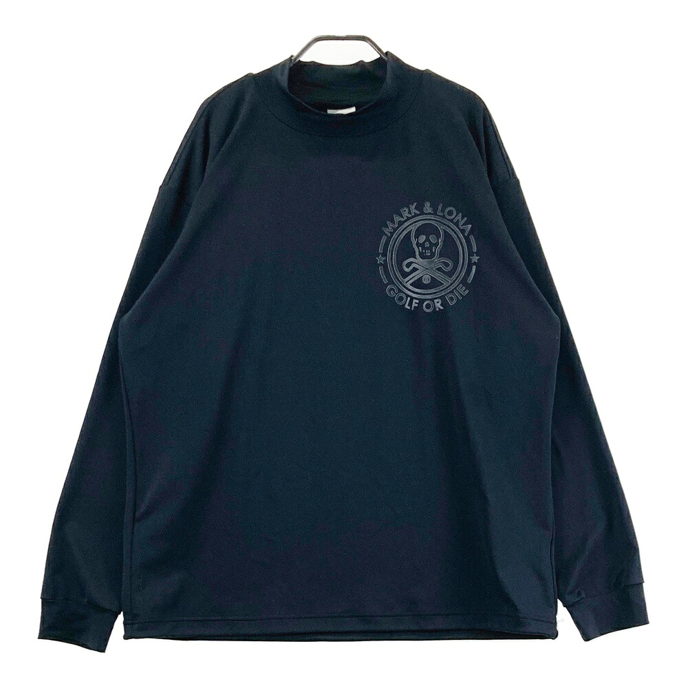 MARK\u0026LONA マークアンドロナ  長袖モックネックティーシャツ  黒いこと系 50 【中古】ゴルフ御召しもの メンズ