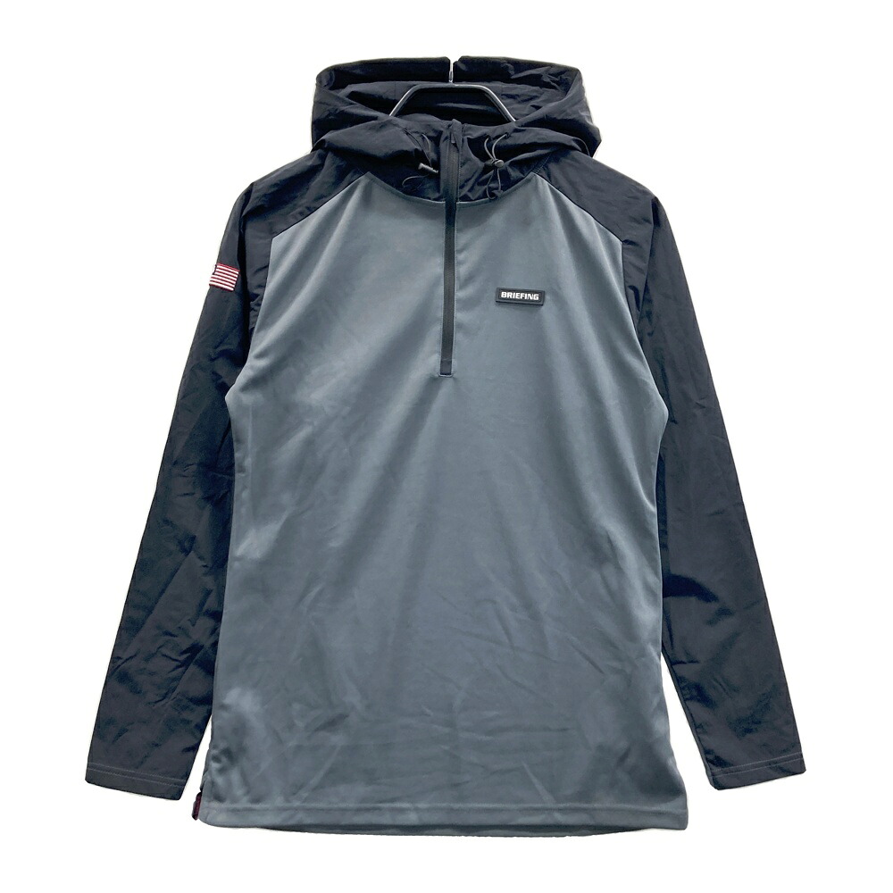 BRIEFING GOLF ブリーフィング 2023年 ボンネット付 ハーフジップ 長袖プルオーバー  薄墨色系 S 【中古】ゴルフお召しもの メンズ