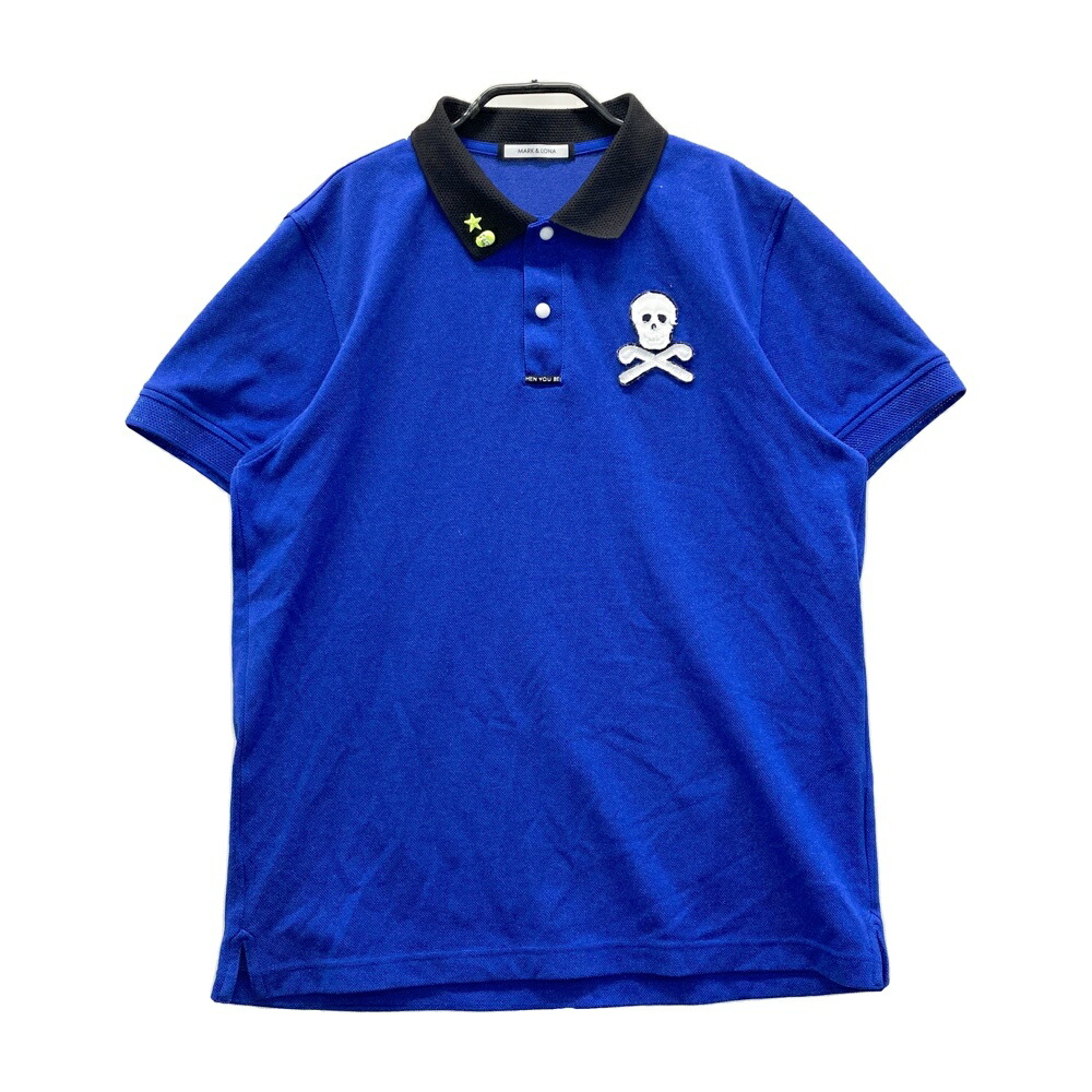 MARK\u0026LONA マークアンドロナ  半袖スポーツシャツ  青色系 48 【中古】ゴルフお召しもの メンズ