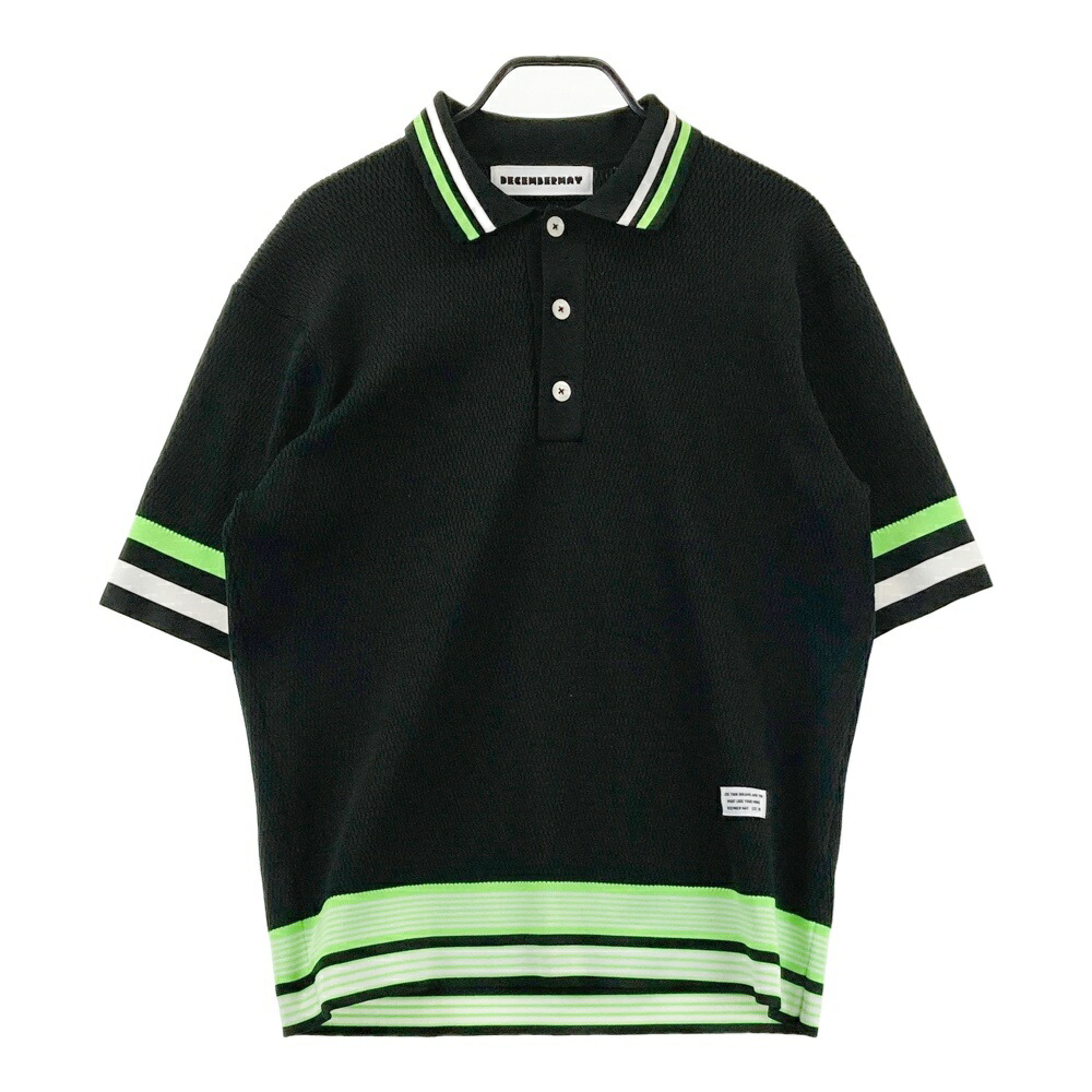 DECEMBERMAY ディセンバーメイ  半袖 編み物スポーツシャツ  黒いこと系 M 【中古】ゴルフお召しもの メンズ